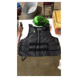 DREAM APPAREL XL LEATHER VEST & DECOR. HELMET