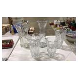 LOT OF ASST. PRESSED & CUT GLASS VASES