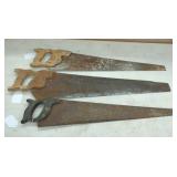 3 Hand Saws, Stanley 26 & 26 and 28 inch unmarked