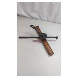 Antique Hand Crank Carpet Stretcher, Wood &...