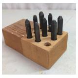 Number Metal Stamps Steel, Wood Case, #3 Missing