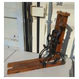 Antique Barn Beam Drill Press, Wood & Metal