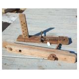 Antique Woodworking Vise, Wood/Metal, Bench Mount