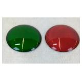 Vintage Glass Signal Lenses, Red & Green, 4 inch
