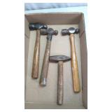 Set of 4 Ball Peen and Cross Peen Hammers,...