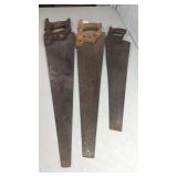 Lot of 3 Vintage Panel Hand Saws, Warranted...