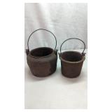 Vintage Cast Iron Glue Pot, Wire Handle, 2-Piece