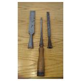 Fulton Wood Chisels, Metal, One with Wood Handle