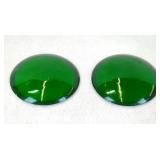 Vintage Glass Signal Lenses, Green, Approx. 4 inch
