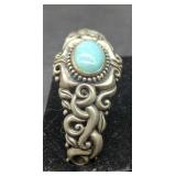 Sterling Silver Turquoise Cuff Bracelet, Ornate...
