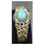 Vintage Sterling Silver .925 Ornate Turquoise...