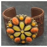 Barse Leather Cuff Bracelet, Brown & Gold Tone,...