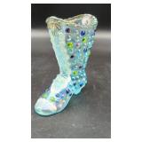 Fenton Art Glass Iridescent Blue Hobnail Shoe...