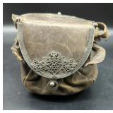 Vintage Leather Coin Purse with Metal Frame