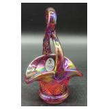 Fenton Iridescent Glass Basket, Multicolored,...