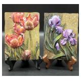 MENG Floral Wall Plaques, Red Tulips and Purple...