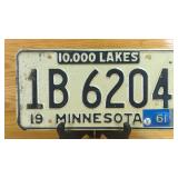 1960-61 Minnesota License Plate 1B 6204, 10,000...