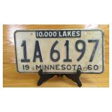 1960 Minnesota License Plate 1A 6197, '10,000...