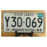 1966 Minnesota Passenger License Plate Y30-069...
