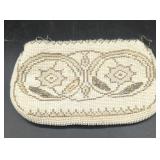 Vintage Beaded Clutch Purse, 7' Beige and...