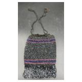 Vintage Beaded Handbag with Multicolor Stripes...