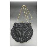 Black Beaded Evening Bag, Kiss Lock Closure,...