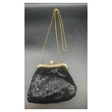 Black Mesh Evening Bag with Gold Chain Strap...