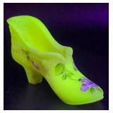Fenton Decorative Glass Shoe, Yellow with...