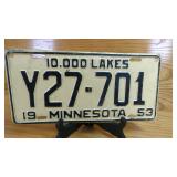 1953 Minnesota License Plate Y27-701,'10,000...