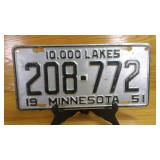 1951 Minnesota License Plate 208-772 ï¿½ 10,000...