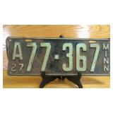 1927 Minnesota License Plate A77-367 ï¿½ Steel,...