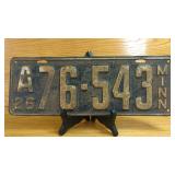 1926 Minnesota License Plate A 76-543, Original...