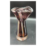Hand-Blown Multicolored Swirl Glass Vase, 6' Tall