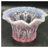 Fenton Glass Bowl, Pink with Opalescent Rim,...