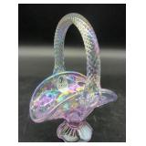 Fenton Iridescent Glass Basket, Handmade in...