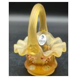Fenton Decorative Glass Basket, Satin Amber,...
