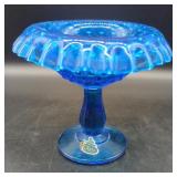 Fenton Hobnail Blue Glass Compote, Handmade,...
