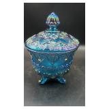 Fenton Carnival Glass Covered Candy Dish,...