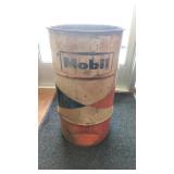 Vintage Mobil 16-Gallon Steel Oil Drum with...