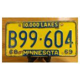 1968-1969 Minnesota License Plate B99-604...