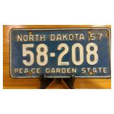 1957 North Dakota Passenger License Plate...