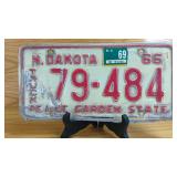 1966 North Dakota Truck License Plate 79-484,...