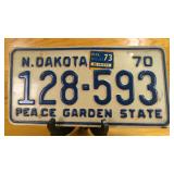 1970 North Dakota Passenger Car License Plate...