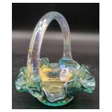 Fenton Handmade Iridescent Glass Basket, USA