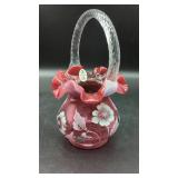 Fenton Gold Treasures Collection Glass Basket,...