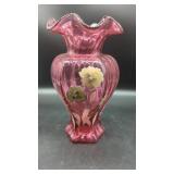 Fenton Art Glass Vase, Country Cranberry,...