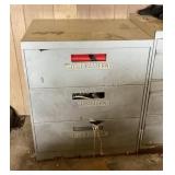 Metal 3 drawer cabinet and contents