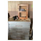 3 drawer metal cabinet and contents