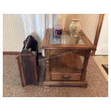 End Table, Magazine Holder, Candle & Vase