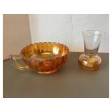 Carnival Glass Cup & Petite Vase